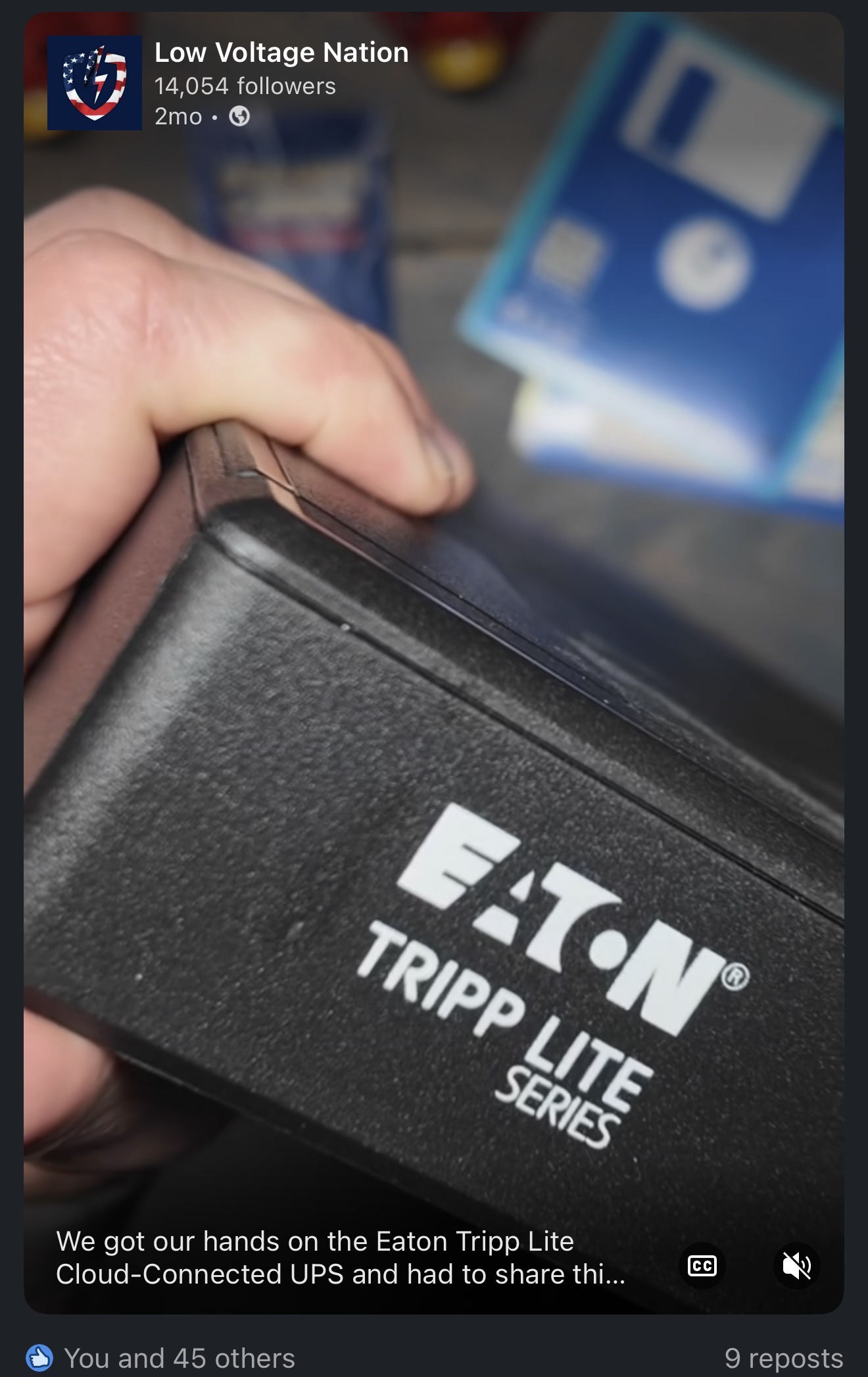 LVN LinkedIn post featuring Eaton Tripp Lite UPS